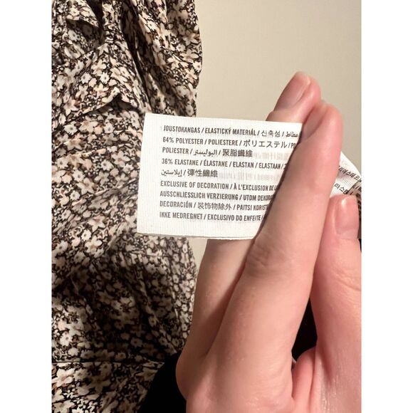 Abercrombie & Fitch Puff Sleeve Ruffle Smocked Mini Dress Women's Size Large - Picture 11 of 11